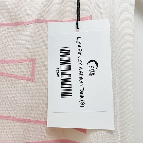 NWT Zyia Hot Pink Ivory Blush Spell-Out Athlete Tank Muscle Top Size Small NEW - Picture 11 of 13
